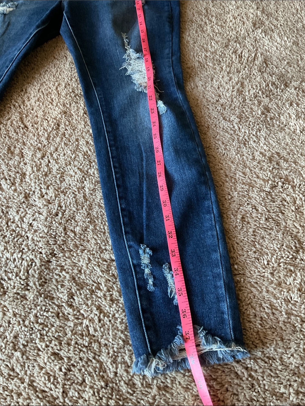 Wax Jeans Butt I Love You, dark blue distressed, Junior size 13/31 skinny leg - Picture 6 of 12